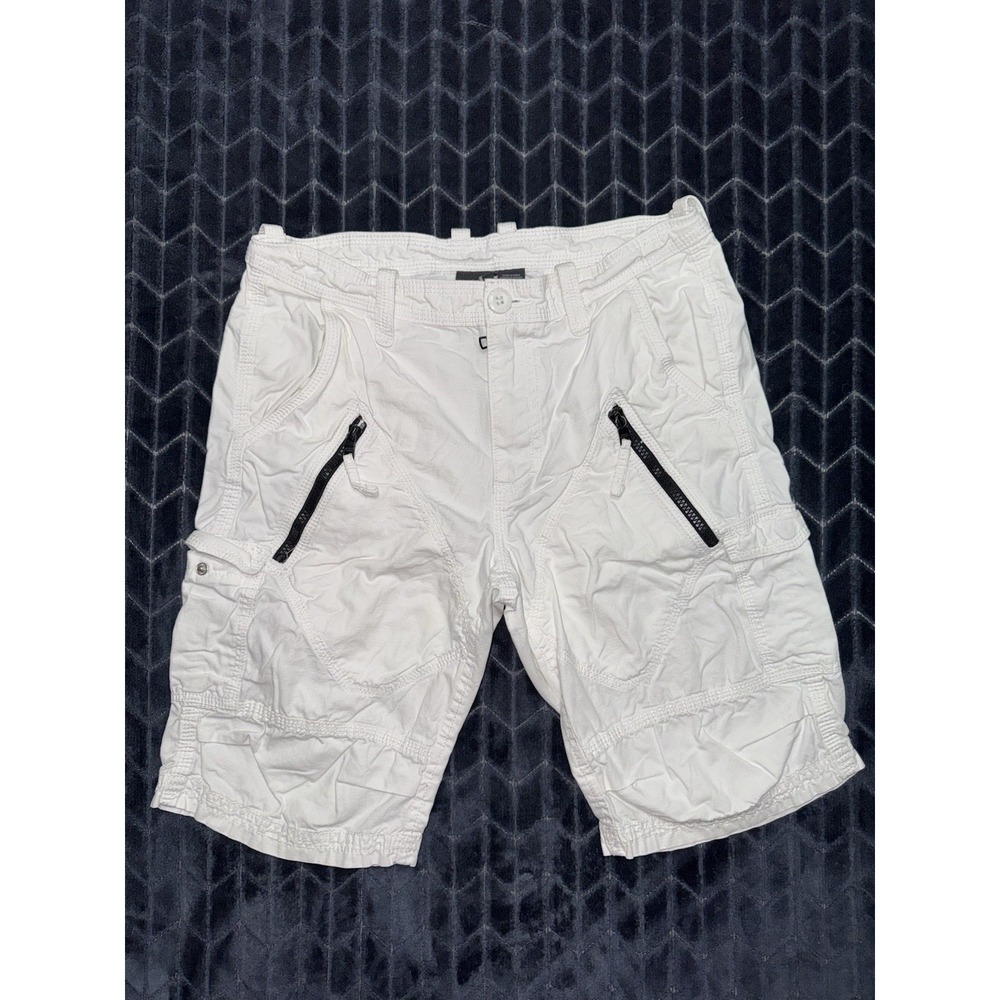 Armani Exchange Mens White Cargo Shorts Zip Pockets Casual Utility Sz 28